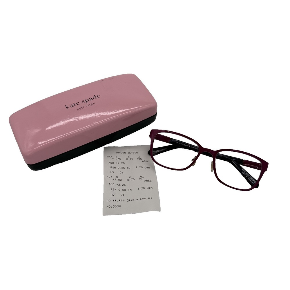 Kate Spade NINETTE 0JCQ 51-17 135 prescription glasses woman's R +1.75, L‎ +1.00